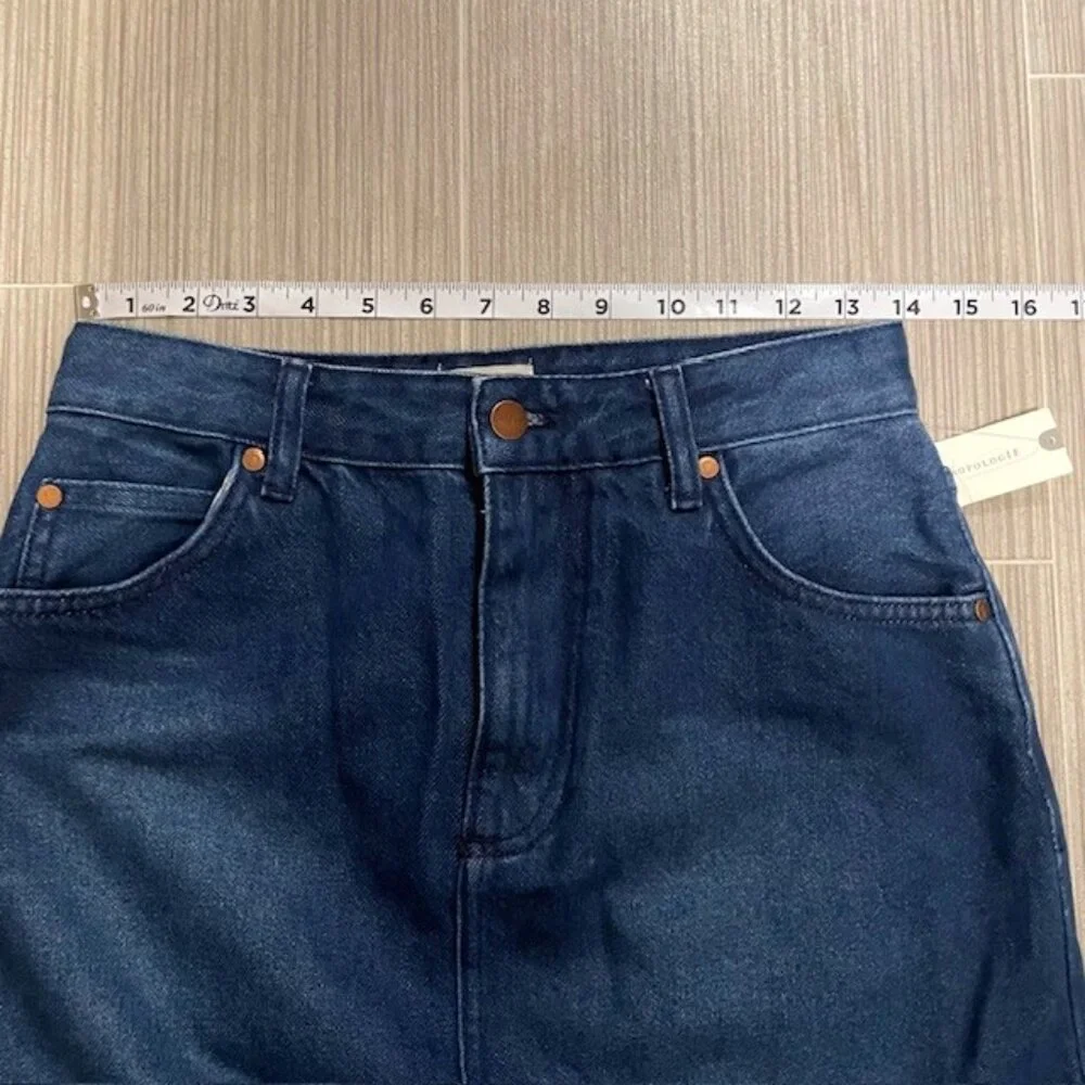 NWT Anthropologie Pilcro Madi Front Slit Denim Maxi Skirt Raw Hem Size 4